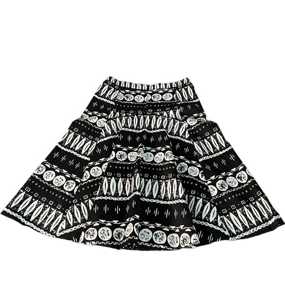 VERONICA BEARD WOODBLOCK PRINT FLARED A-LINE SKIRT SIZE 6 - Picture 11 of 12